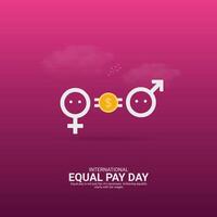 International Equal Pay Day Creative Ads. dollar and man isolated on Template for background. Equal Pay Poster design, , 3d, illustration, Sep 18. Important day, Holiday concept. vector