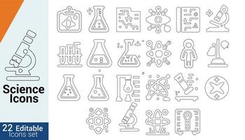 Editable Stroke Icon Set for Science vector