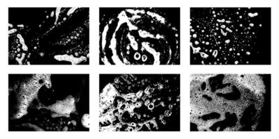 Soap grunge backgrounds. Sudsy foam and bubbles texture, foam water and detergent stains, wet lather and foam insulation. set vector