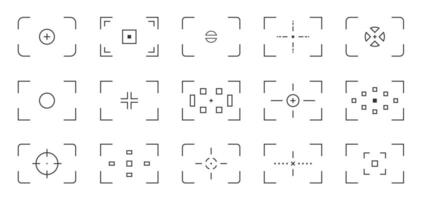 Camera focus viewfinder ui. Camera viewfinders lens frame focus with grid and dots, photo and camera viewfinder with grid and dots. ui illustration. vector