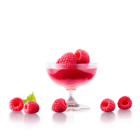 Raspberry sorbet in a stemmed glass topped with fresh raspberries Summer freshness and desert concept png