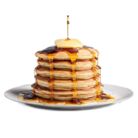 Pancake stack mandala a fluffy circular stack of pancakes with syrup dripping and butter melting png