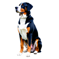 Silhouette of Greater Swiss Mountain Dog isolated on transparent background png