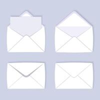 White envelopes set. Folded and unfolded. vector