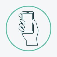 Hold smartphone friendly trendy icon attractive abstract illustration artwork design vector