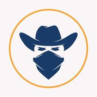 Cowboy face trendy icon elegant art colorful abstract background design vector
