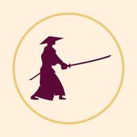 Samurai trendy icon usable art colorful illustration abstract background design vector