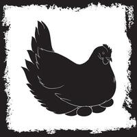 Hen Silhouette illustration, Hen Silhouette, Hen Silhouette art on white background vector