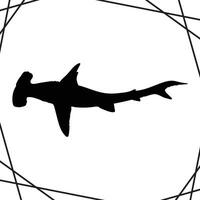 Hammerhead Shark Silhouette illustration, Hammerhead Shark Silhouette, Shark Silhouette art on white background vector