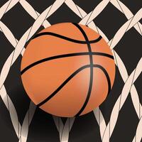 Basketball ball on net background. Element of sports equipment vector