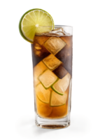 Cuba Libre Highball glass with rum lime and cola garnished with lime wedge tribute png