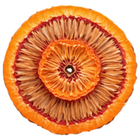 Dried Persimmon Chunk Mandala bright orange dried persimmon chunks layered in a mesmerizing circular pattern png