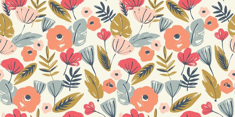 Folk floral seamless pattern. Modern abstract design for paper, cover, fabric, pacing and other uses