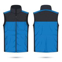 Two-color zipper vest mockup front and back view vector