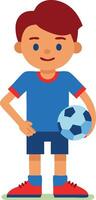 Illustration of a boy holding a soccer ball and smiling isolated on white background vector