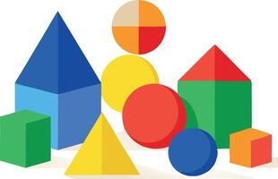 A set of colorful geometric shapes, ideal for educational and creative play, encouraging learning and fun. vector