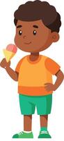 Young boy drinking juice. Great for promoting healthy habits and refreshment among kids. Colorful and joyful illustration of a child enjoying a drink. vector