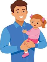 A happy father holding his daughter, both smiling and enjoying their time together. vector