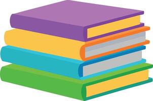 Stack of colorful books isolated on white background. Educational and reading concept illustration with various books in different colors. vector