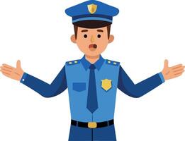 Policeman gesturing with open hands vector