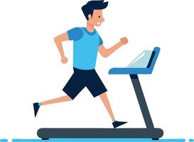 An illustration of a man running on a treadmill, highlighting themes of fitness, exercise, health, and an active lifestyle. vector