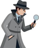 Illustration of a detective with a magnifying glass. vector