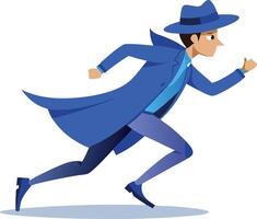 Illustration of a detective running. vector