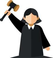 An illustration of a judge holding a gavel, symbolizing justice and authority in the legal system. The judge is dressed in traditional judicial robes and appears to be making a decision. vector