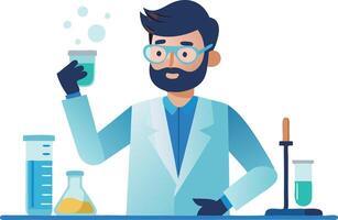 Scientist conducting an experiment in a lab vector