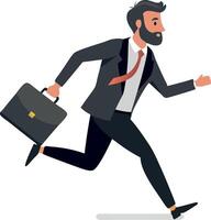 A man in a suit is running with a briefcase in his hand vector