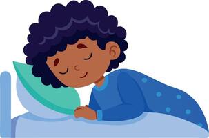 Illustration of a child sleeping peacefully. Child sleeping on a bed with a calm expression. vector