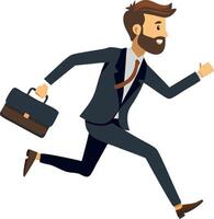 A man in a suit is running with a briefcase in his hand vector
