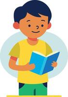 A boy is reading a book vector