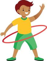 A boy is playing with a hula hoop vector