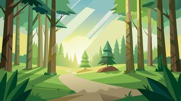 A forest with a path leading through it vector