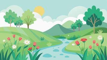 A beautiful landscape with a river running through it vector