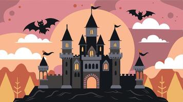 A castle with a large tower and a large castle with a large tower vector