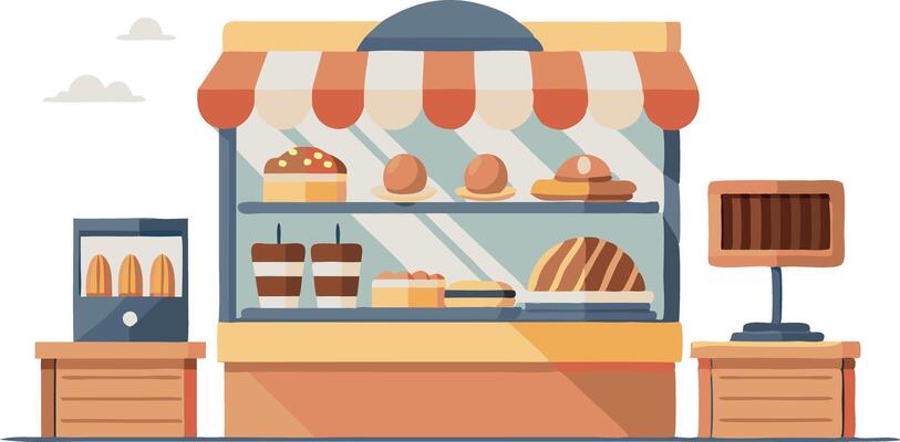 A bakery with a counter and a cash register