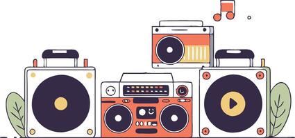 A cartoon of a radio with a leaf on it vector