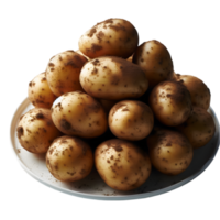 Potatoes on a plate isolated from background png