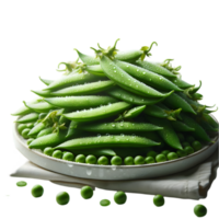 Plate full of green peas isolated from background png
