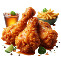 Chicken wings with sauce and fries isolated from background png