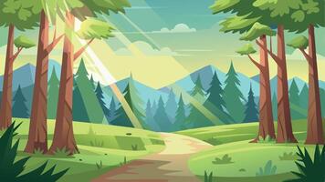 A forest with a path leading through it vector