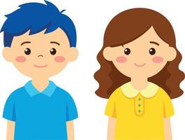 A boy and a girl are smiling at the camera vector