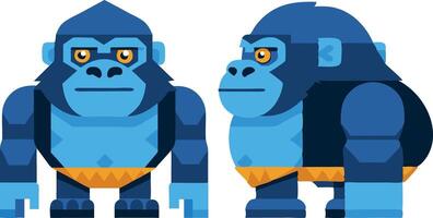 A blue gorilla with a yellow face stands in front of a white background vector