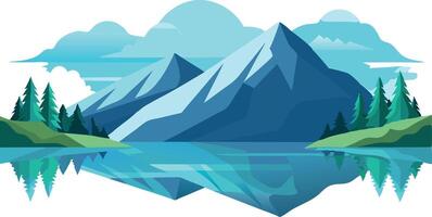 A mountain range with a lake in the foreground vector