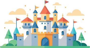 A castle with a flag on top of it vector