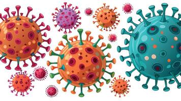 Colorful cartoon virus images with different patterns. vector