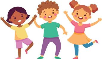 Three children are playing and smiling vector