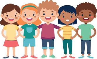 A group of children are standing together and smiling vector